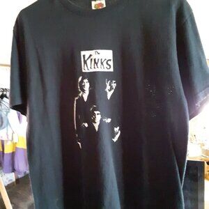 Vtg KINKS Rock Band T-SHIRT (Black-Large) EXC Silkscreen Logo RAY & DAVE DAVIES